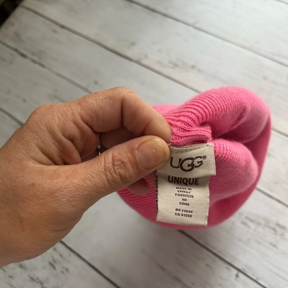 UGG, pink beanie with adorable ears one size